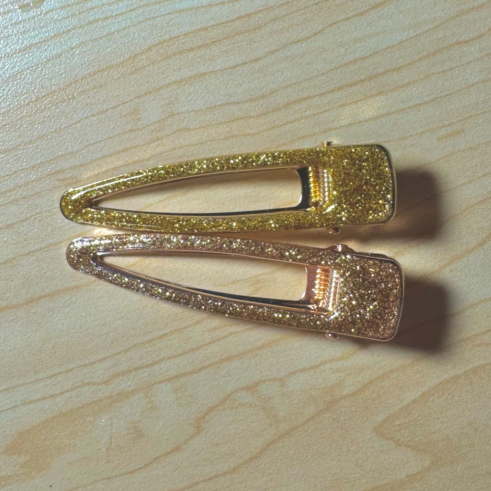 Gold & Rose Gold Glitter Hair Clips